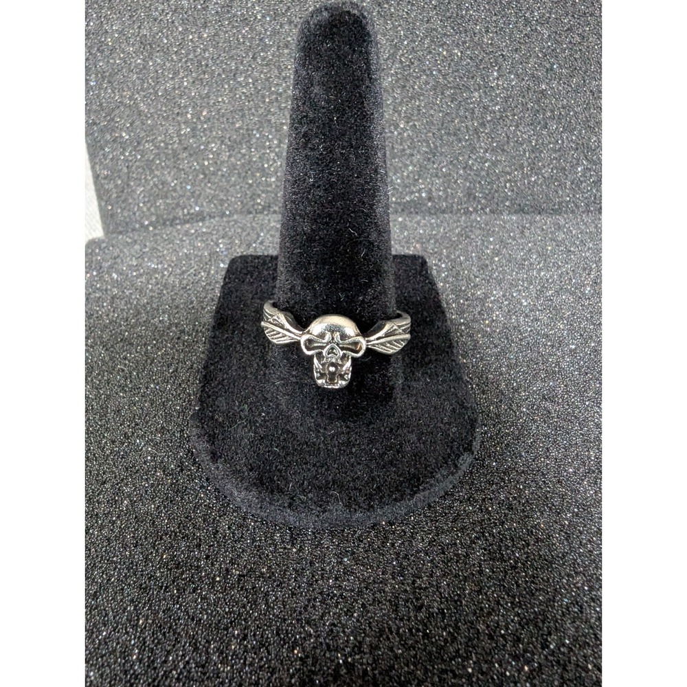 Silver Toned Winged Skull Ring - Multiple Sizes‎ Available